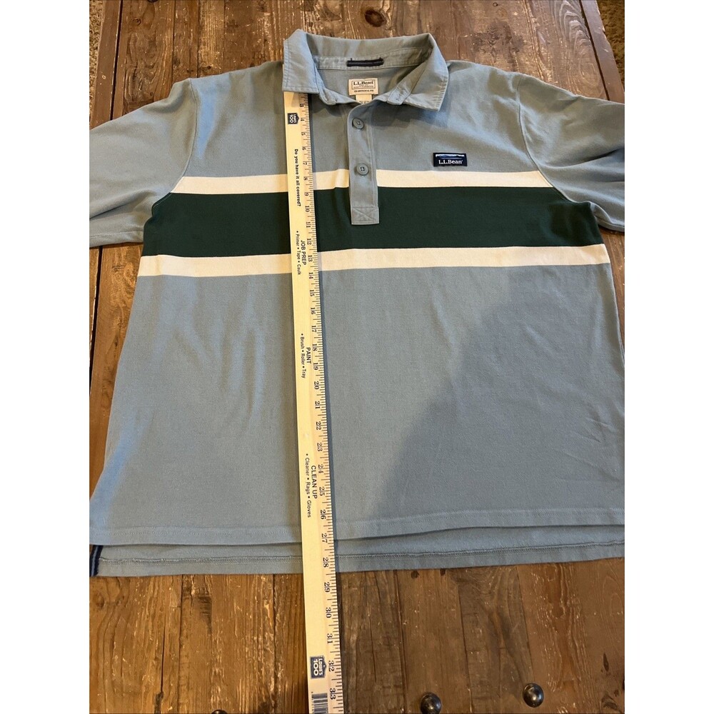 L.L. Bean Men’s Vintage Soft Rugby Stripe Shirt Size XL Blue Green Preppy EUC - Picture 6 of 9